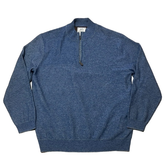 Jos. A. Bank NWT blue and gray wool blend quarter zip sweater - Picture 1 of 8
